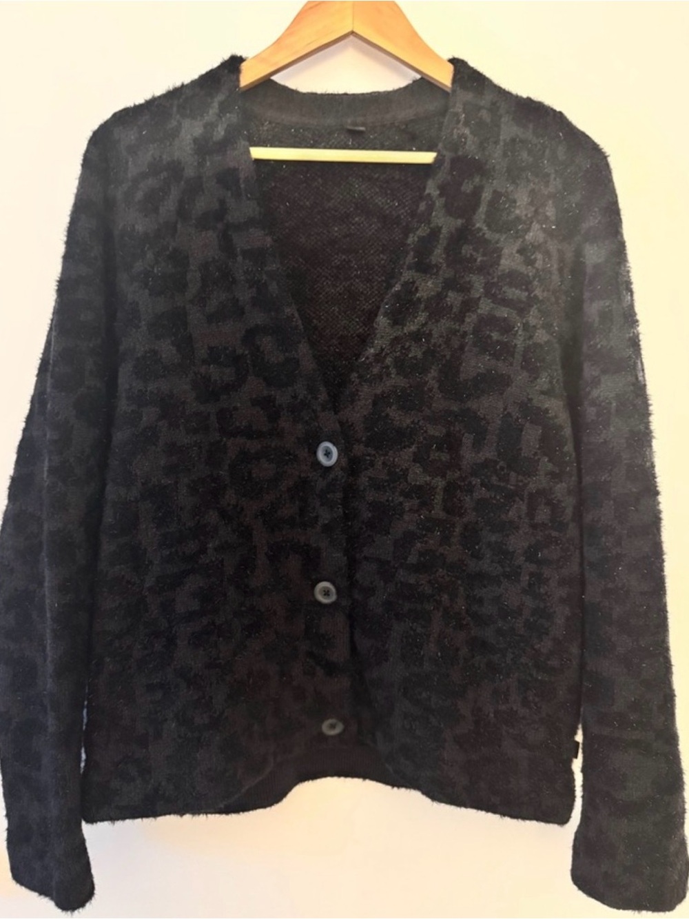 Lululemon Wool-Blend Jacquard Cardigan - Knit Leopard Graphite Grey Black - Picture 2 of 6